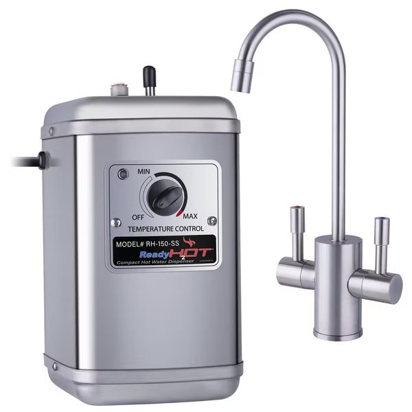 Compact Hot and Cold Water Dispenser with Brushed Nickel Faucet, Ready Hot, Mfr#: 41-RH-150-F560-BN